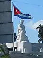 José Martí Statute with Cuban Flag.