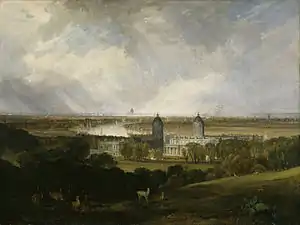 Painting of London from Greenwich Park by William Turner in 1809, with Greenwich Hospita in the background