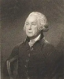 Standing bust-length engraved portrait of Joseph Paice, wearing a jacket with large buttons