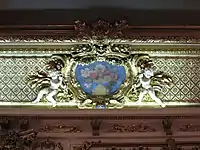 Neo-baroque cartouche with floral painting at the ceiling