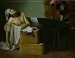 The Death of Marat by Guillaume-Joseph Roques, 1793; note the knife lying on the floor at lower left
