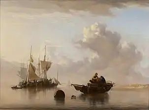 painting (scene of ships on calm water)