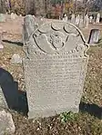 Schist tombstone dated 1795, carved by Josiah Manning in Mansfield CT.