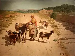 A Goatherd with Her Donkey