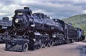 CPR No. 2816 on static display at Steamtown, USA in Bellows Falls, Vermont in 1978