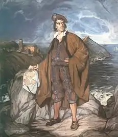 Juan Sebastian Elcano, and his birthpace, Getaria by Ignacio Zuloaga. The man depicted  is the doctor, Pío Gogorza.