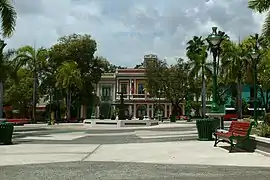 Central plaza with the city hall in the background
