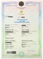 A Jubaland birth certificate.