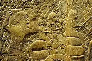 Relief depicting the Judean people being deported by the Assyrians