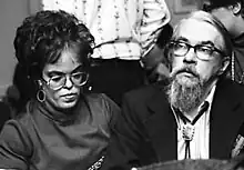 Judy-Lynn and Lester del Rey at Minicon in Minneapolis, 1974