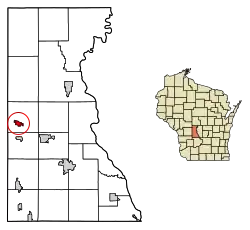 Location of Camp Douglas in Juneau County, Wisconsin.