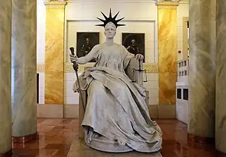 Justitia in the Superior Courts Building in Budapest, Hungary.