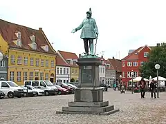Køge Torv with its statue of Frederick VII