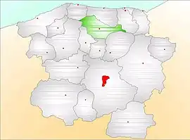 Map showing Küre District (green) in Kastamonu Province