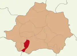 Map showing Şaphane District in Kütahya Province