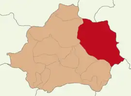 Map showing Kütahya District in Kütahya Province
