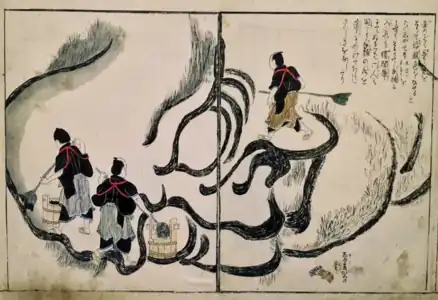 From Kōriki Enkōan's Detailed Illustrations of Hokusai’s Large Scale Sketches, 1817