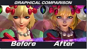 A comparison of a gaming character following a graphical upgrade