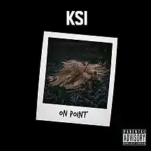 An instant photo of a blonde wig on the ground of a forest, in the centre of a black background. The title "On Point" appears in small black font immediately below. KSI's name appears in large white font at the top.