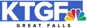 The letters K T G F in light gray against a light blue square background. The NBC peacock is set in the lower right corner. The words "Great Falls" appear below, widely tracked.