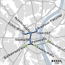 Map of the Inenstadttunnel in its final state 1970