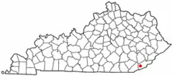 Location of South Wallins, Kentucky