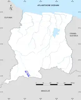 Map of Kutari River in Suriname