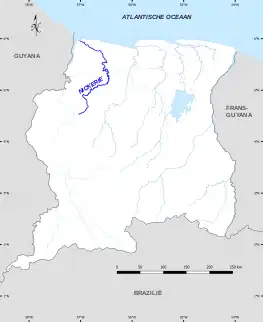 Map of Nickerie River in Suriname