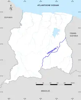 Map of the Tapanahony River in Suriname