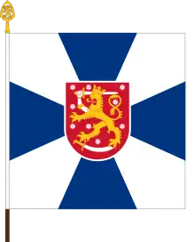 The colour of the Finnish Guard Jaeger Regiment. Note the Imperial Russian-style design of the flag which is symbolic of the lineage of the regiment as part of the Russian imperial guard.