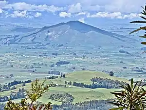 Kakepuku (449m) from the west, as seen from Wharauroa (850m), Mount Pirongia