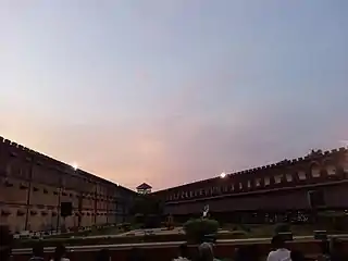 Cellular Jail shining in the sunset