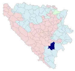 Location of Kalinovik within Bosnia and Herzegovina