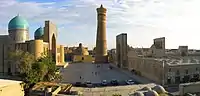 View on the Poi-Kalyan: minaret and Kalyan mosque, medrese Miri-Arab