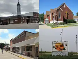 Left column: Downtown Kalona
Right column: Kalona United Methodist Church, Kalona Welcome Sign