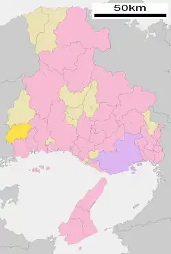 Location of Kamigōri in Hyōgo Prefecture