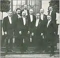 Group photo from the chamber music festival in Ystad 1910. The white-haired Körling is seen in the middle of the back row.