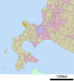 Location of Kamoenai in Hokkaido (Shiribeshi Subprefecture)
