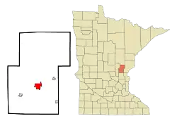 Location of Morawithin Kanabec County and state of Minnesota