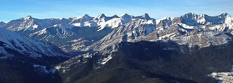 Mount Bogart far left, Lougheed center, Skogan Peak right