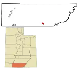 Location in Kane County and the state of Utah