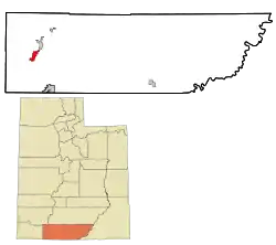 Location within Kane County and the State of Utah