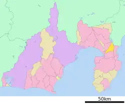 Location of Kannami in Shizuoka Prefecture