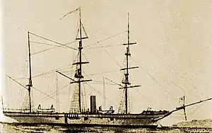 The screw-driven steam corvette Kanrin Maru, Japan's first screw-driven steam warship, 1857