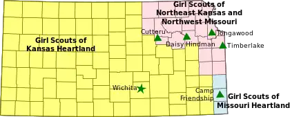 Map of Girl Scout Councils in Kansas