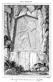 The Karabel relief (13th century BC), as drawn by Charles Texier, c. 1840