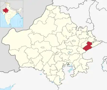Location of Karauli district in Rajasthan