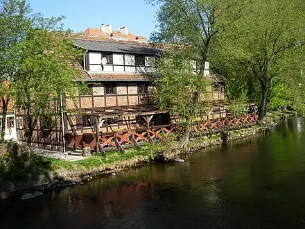 View from the bridge over the leat