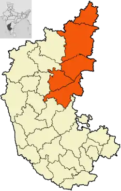 saffron colour indicates districts of Kalaburagi division