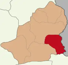 Map showing Digor District in Kars Province